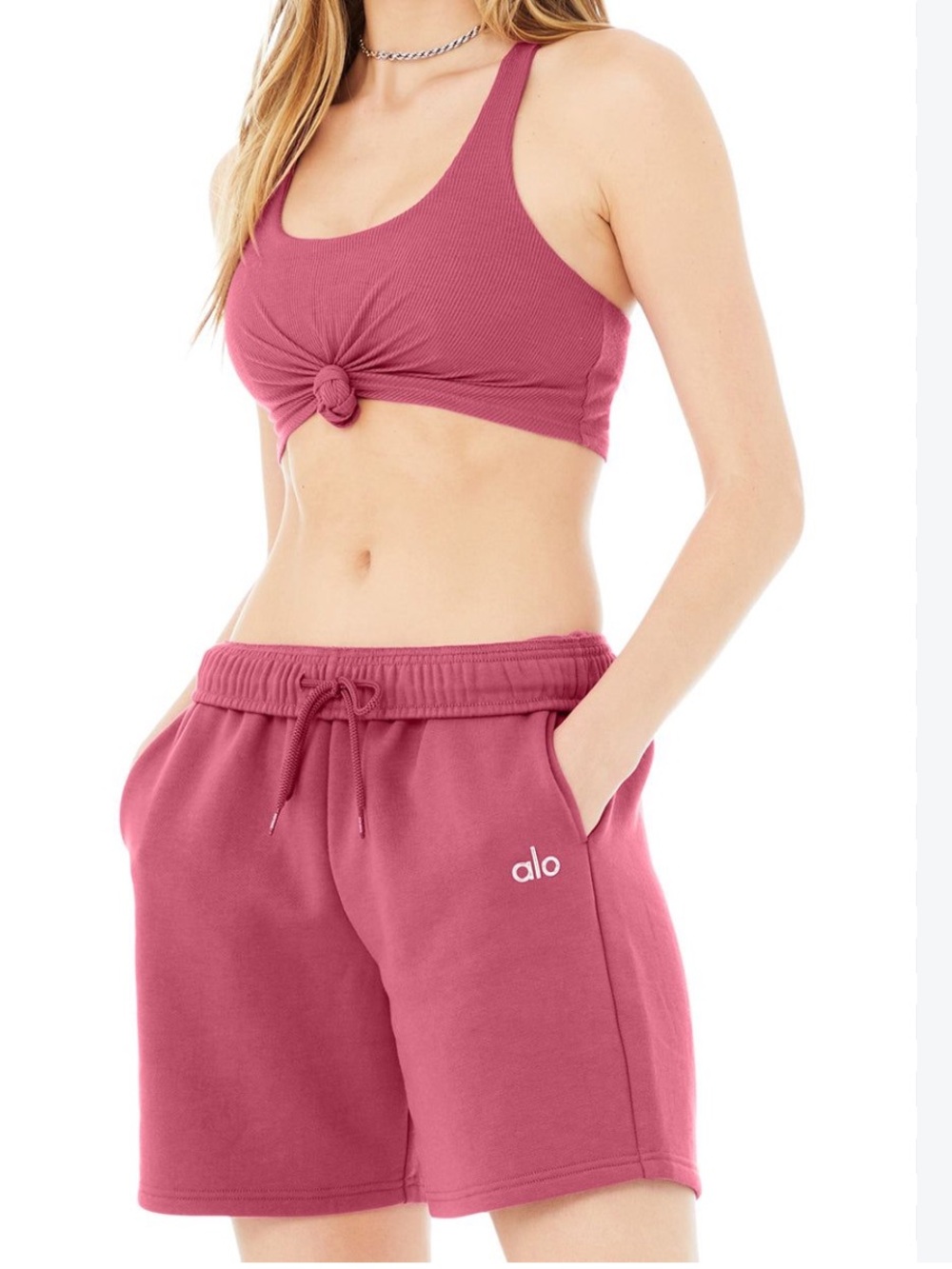 ALO Yoga Alcolade  and Drawstring Shorts in Dusty Rose